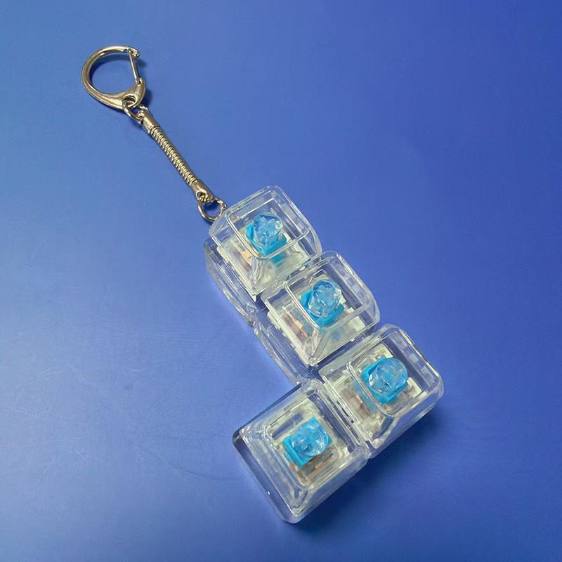 4 Keys Inger Keyboard Keycap Illuminated Mechanical Keyboard Keychain Finger Button Keychain Anti Stress Keycap Office Accessory