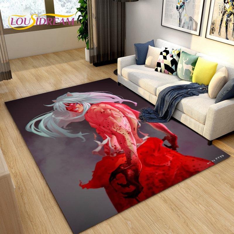 Inuyasha Japan Anime Cartoon Bereich Teppich, Teppich Teppich für Wohnzimmer Schlafzimmer Sofa Fußmatte Dekoration, Kinder spielen rutschfeste Bodenmatte