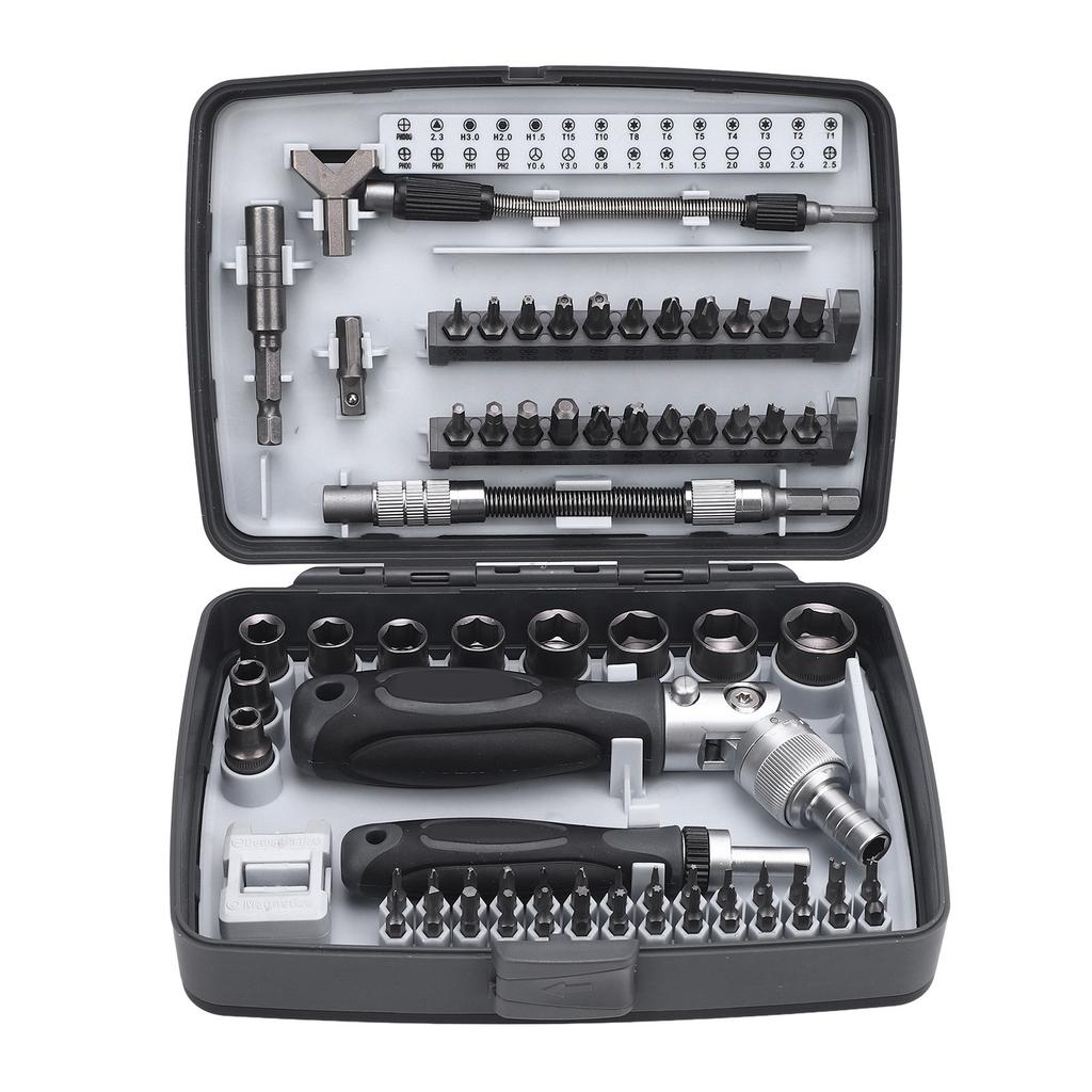 Ratschenschraubendreher-Set 68 in 1 Ergonomischer und 180 Grad drehbarer Griff Präzise Bohrer Ratsche Schraubendreher