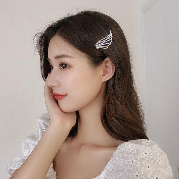 Fashionable Shiny Angel Wings Hairpins Rhinestone Silver Color Metal Hair Clips Women's Hair Ornaments
