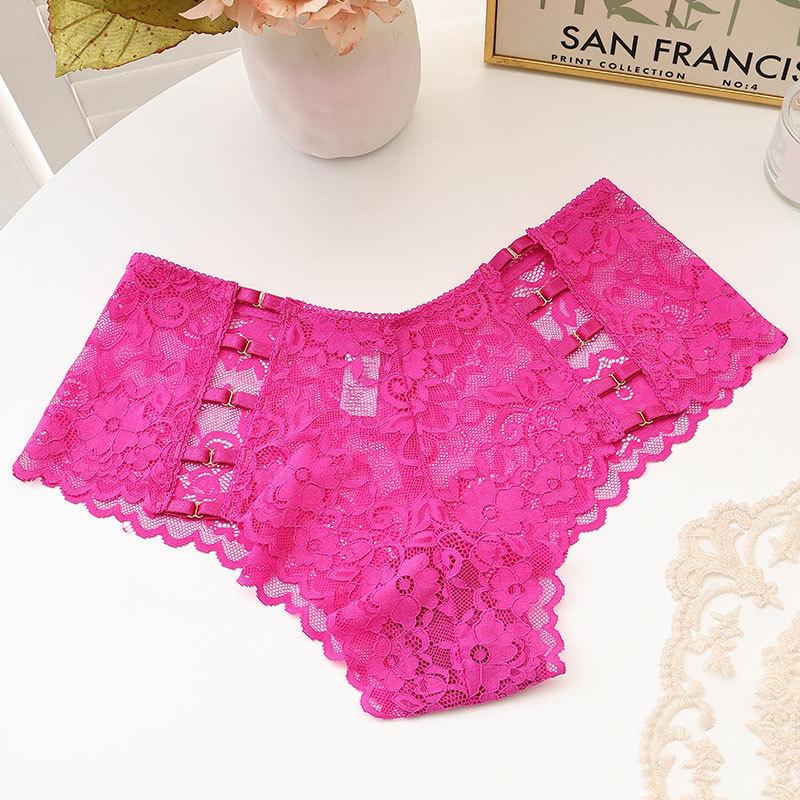 12 Color Women's Panties Underwear Sexy Hollow Middle Waist Briefs Lace Flower Breathable Underpants Europe Plus Size Lingerie