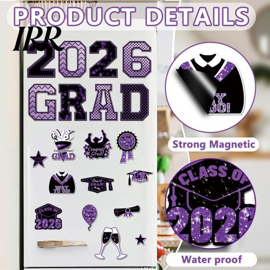 Graduation Party Car Decor 2026 Magnetic Decals Waterproof Magnets Celebration Fade-Resistant Reusable for Vehicles Fridge
