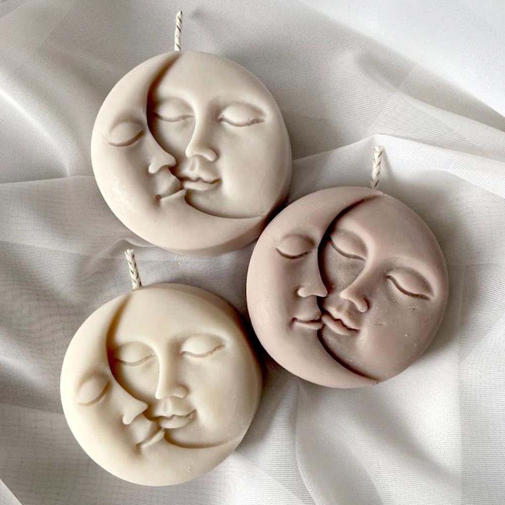 DIY Mond Liebe Sonne Gesichtsform Kerzenform Duftkerze Silikonform Handgemachte Seife Gips Harz Bastelformen Heimdekoration