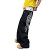 European and American angel wing printed jeans retro trendy brand washed floor-mopping trousers loose and versatile straight-leg trousers