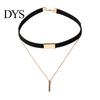 Punk Necklace Women Vintage Faux Suede Multilayer Polished Clavicle Choker Pendant for Party Fashion Necklaces