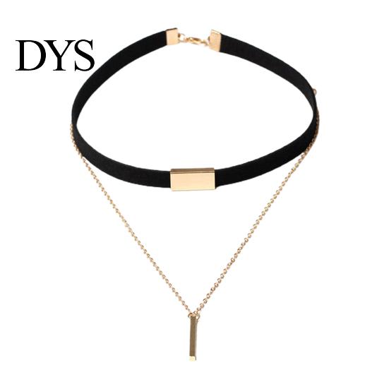 Punk Necklace Women Vintage Faux Suede Multilayer Polished Clavicle Choker Pendant for Party Fashion Necklaces