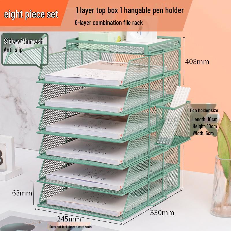 Multilayer A4 Metal Desktop File Organizer and Storage Rack Set for Office Supplies