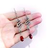 Retro Silver Snake Crystal Hook Earrings