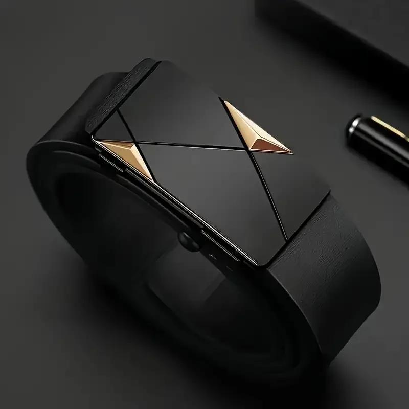 Stylish Men's PU Leather Belt - Fashion Belts for Daily Life, Leisure, Party, Festival, Work, and Business Automatic Buckle