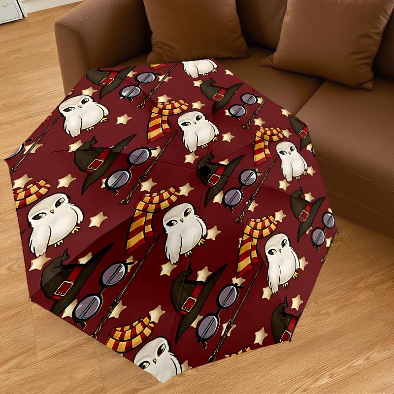1PC Harry Potter Owls Umbrella-8-Rib Reinforced, Automatic Open, Lightweight & Durable, Cute Fashion Accessory for Outdoor, D2630