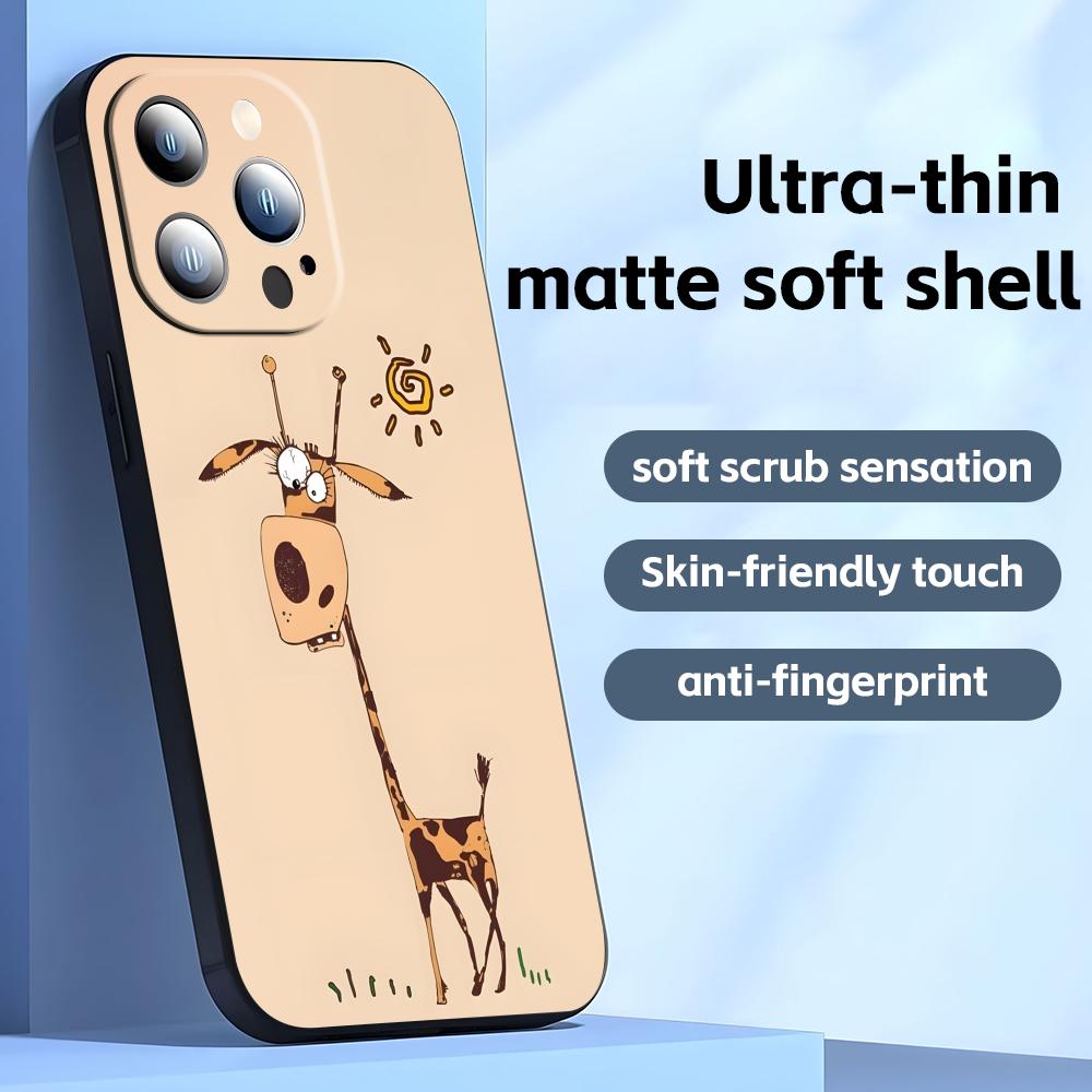 Süßes Giraffen-Handyhülle Für iPhone17 16 16e 15 14 13 12 11 Plus Mini Pro Max Weiche schwarze Stoßfeste Hülle