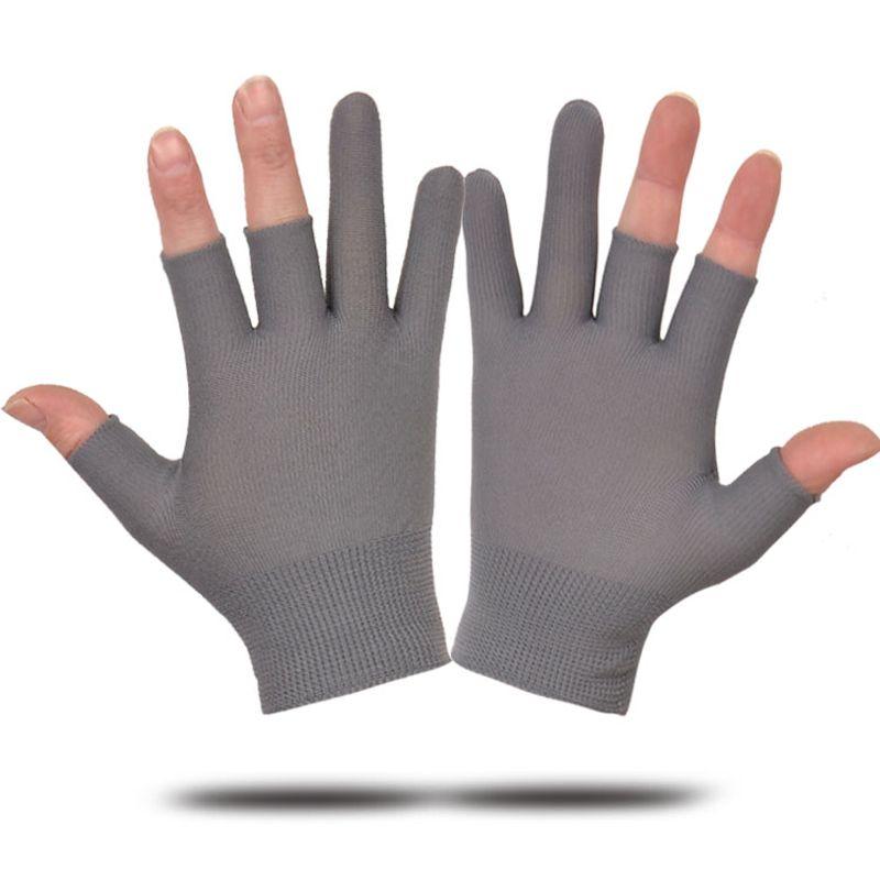 

Protection Gloves Baby Boy and Girl Summer Thin Breathable Leak Two Finger Tea Picking Driving Quick-Drying Outdoor Exposed Half Finger Work Cycling (Three fingers missing) 10 pairs of gray All yards