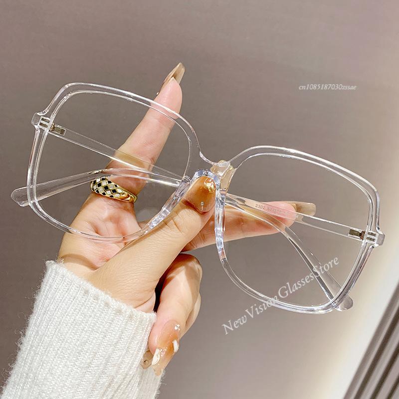 Fashion Oversized Square Eyewear Retro Women'S Anti-Blue Light Bloking Metal Frame Glasses Trend Optical Computer Eyeglasses