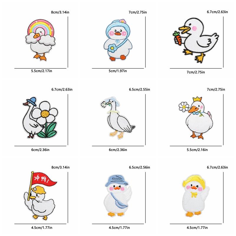 10pcs /Lots Cute Duck Embroidered Applique Cartoon Animal Duck Patch Iron On Patches For Clothing Decoration Diy Hats Bag Sticker