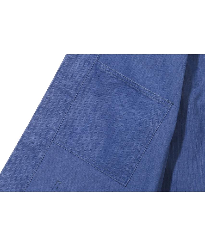 BASEMOMENT Herringbone Washed French Work Jacket Vintage Blue