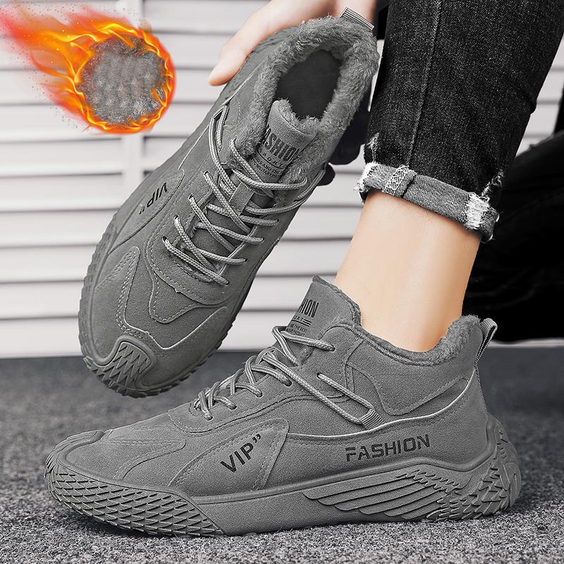 Мужские плюшевые теплые и модные высокие рабочие ботинки — фото 21