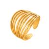 Stainless Steel Geometric Multi-Row Open Ring for Index Finger