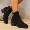 Fashion Women Boots Fashion Thick Heel Slimming Ankle Booties Classic Style Autumn Winter Round Toe Boots Women Outdoor Luxury Shoes
