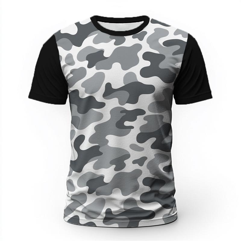 Modische Camouflage Grafik T-Shirts für Herren Sommer Locker Kurzarm 3D Gedruckte O-Ausschnitt T-Shirts Einfach Lässig Tägliche Kleidung Tees