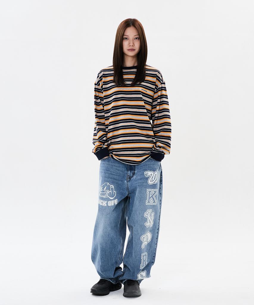 WKNDRS Multi Stripe Ls T-Shirt (Navy)