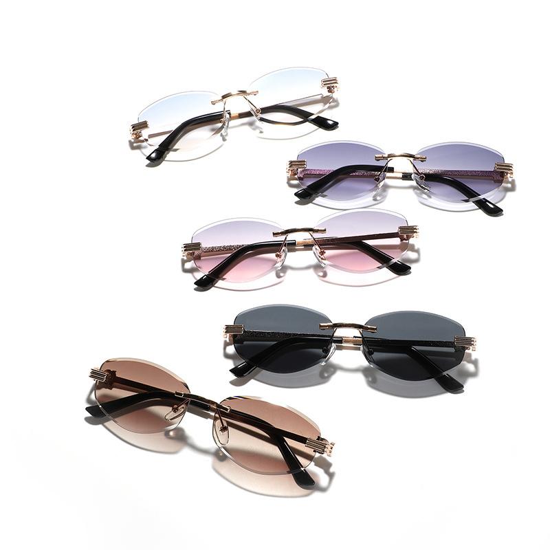 Glasses Borderless Polygonal Metal Sunglasses Men'S Delicate Sunglasses Women'S Ins Glasses