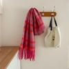 Tonglu Women's Mohair Winter Scarf: Black & White Plaid, High-End, Thick & Warm Neck Warmer