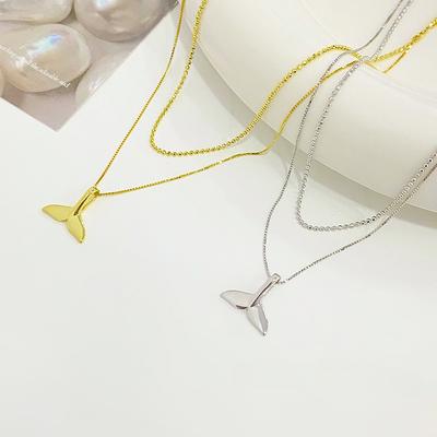 Exquisite Fishtail Double Layer Necklace for Female Minority Design Sense Summer Ocean New Versatile Neckchain