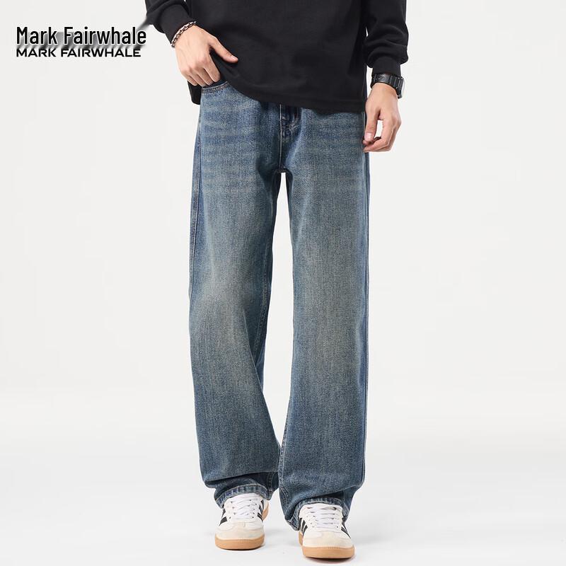 Mark Fairwhale Men's Washed Loose Straight-Leg Jeans