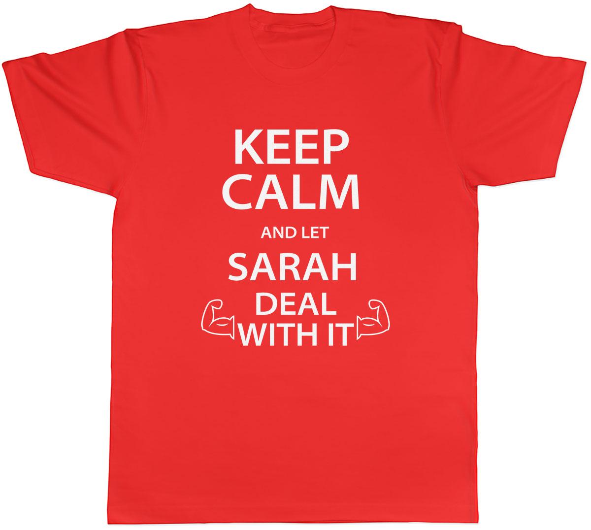 Personalised Keep Calm And Let Name Deal With It Mens Unisex TShirt Tee S