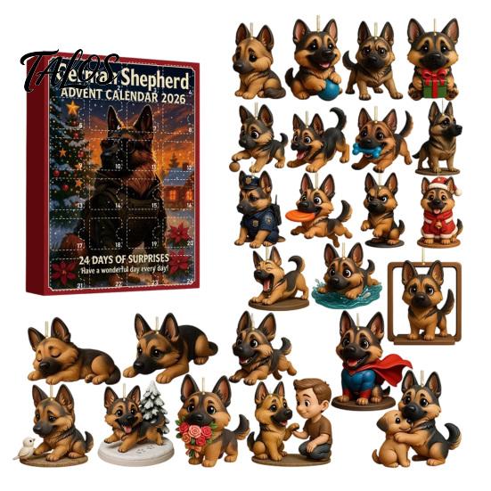 Pet Themed Holiday Party Supplies 24 Day Dog Advent Calendar, Cute 2D Flat Chihuahua Hanging Ornaments, Calendar Different Acrylic Pendants