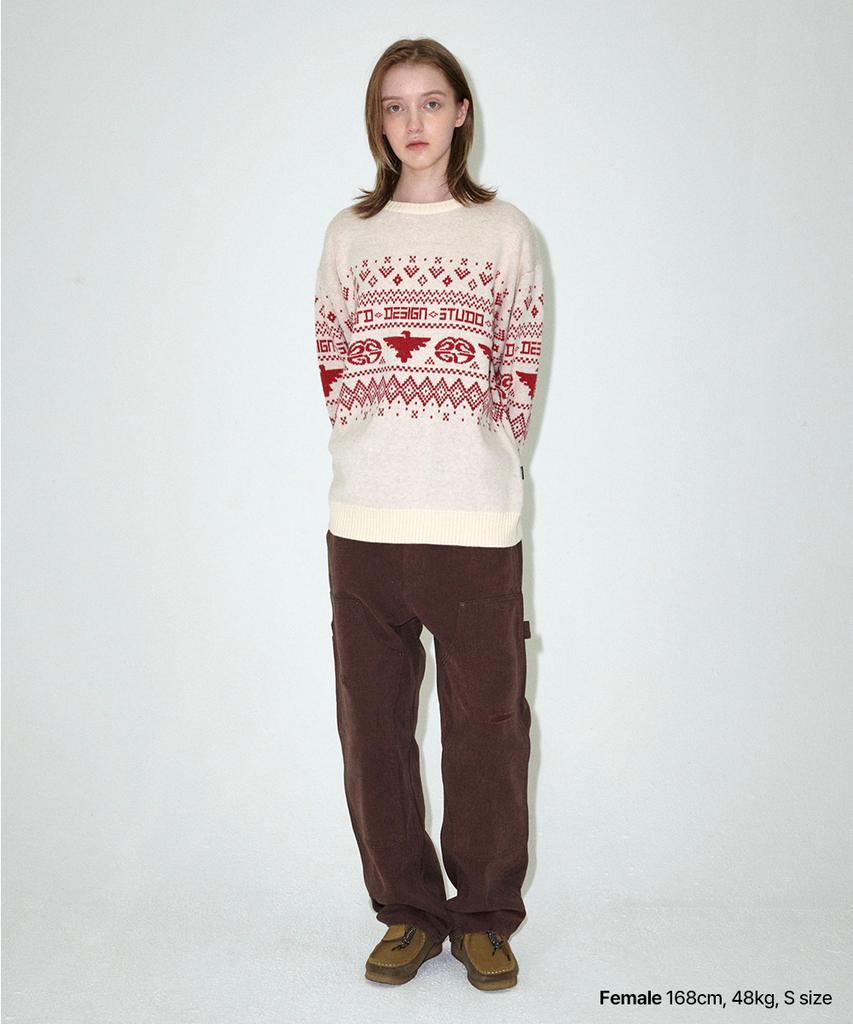MAHAGRID Eagle Eclipse Knit Sweater Ivory(Mg2Efmk602A)