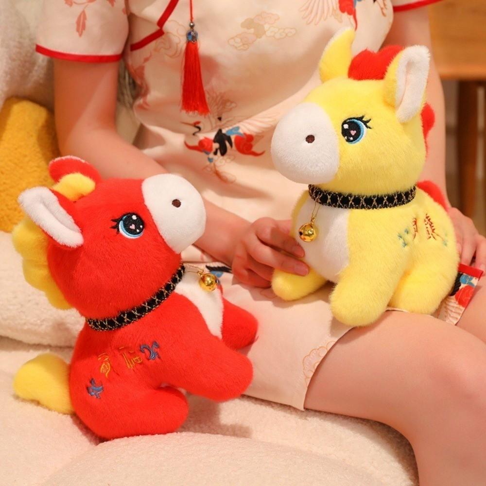 Chinese Style Zodiac Horse Doll Cute Plush Horse Toys Cartoon 2026 New Year Mascot Bedside Decor