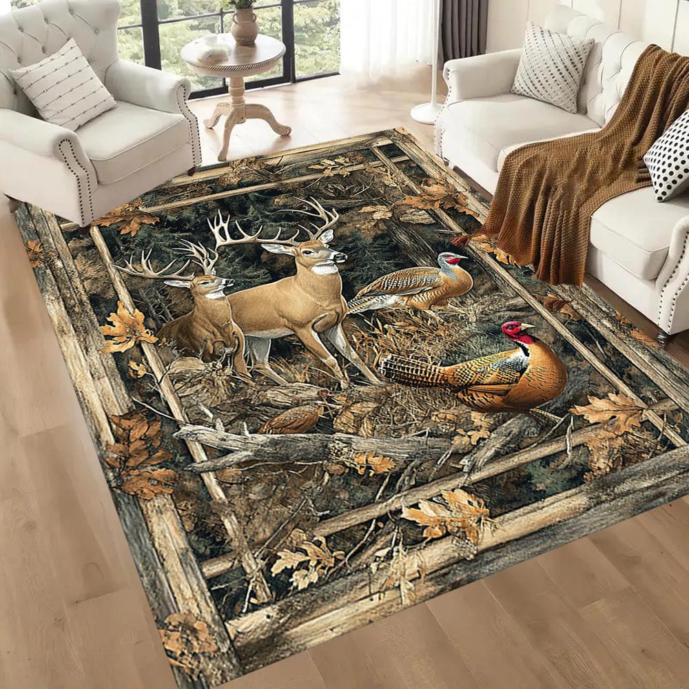 Deer Floor Rug Office Rug Design for Foyer Decorate Room Living Rooms Entryway Anti-slip Rug Office Home Decor Birthday/Christmas Gift
