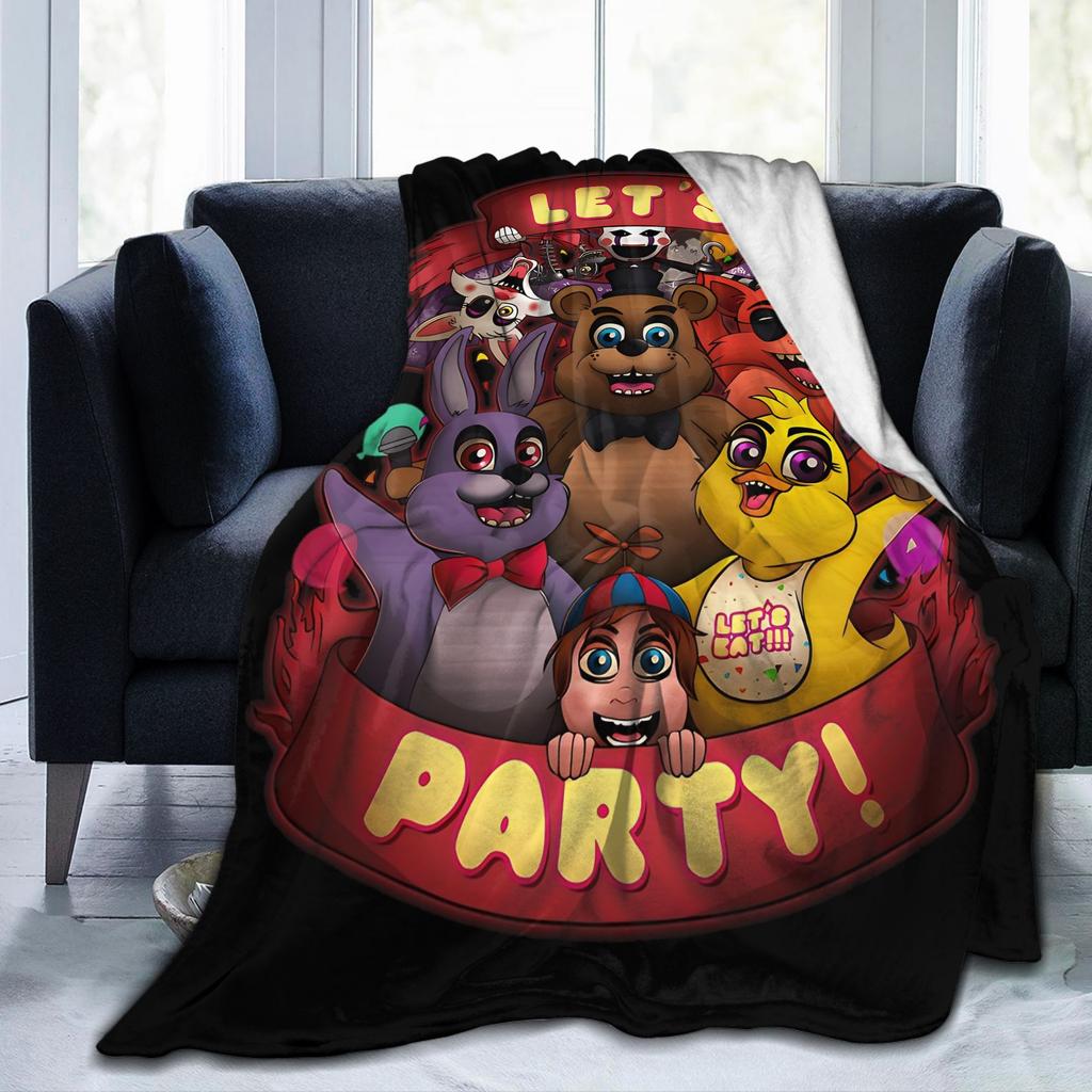 FNAF At Freddys Let's Party Blanket Velvet Autumn/Winter Multifunction Super Warm Throw Blanket for Sofa Office Bedspread