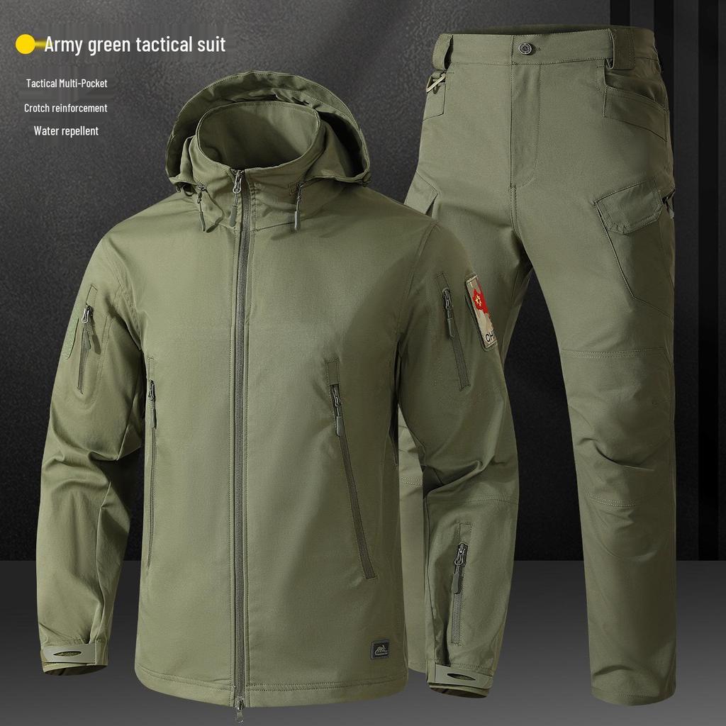 Men's Spring & Autumn Tactical Camouflage Suit: Outdoor, Water-Repellent, Wear-Resistant, Dirt-Resistant, Breathable, Multi-Pocket Workwear