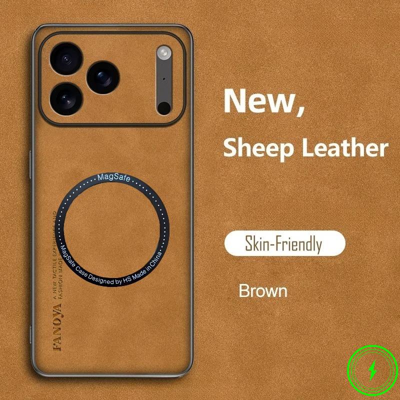 Luxury Leather Shockproof Phone Case For iPhone 17 Pro Max 17Air 16E 15 14 Plus 13 12 PU+TPU Magnetic Sheepskin Soft Back Cover