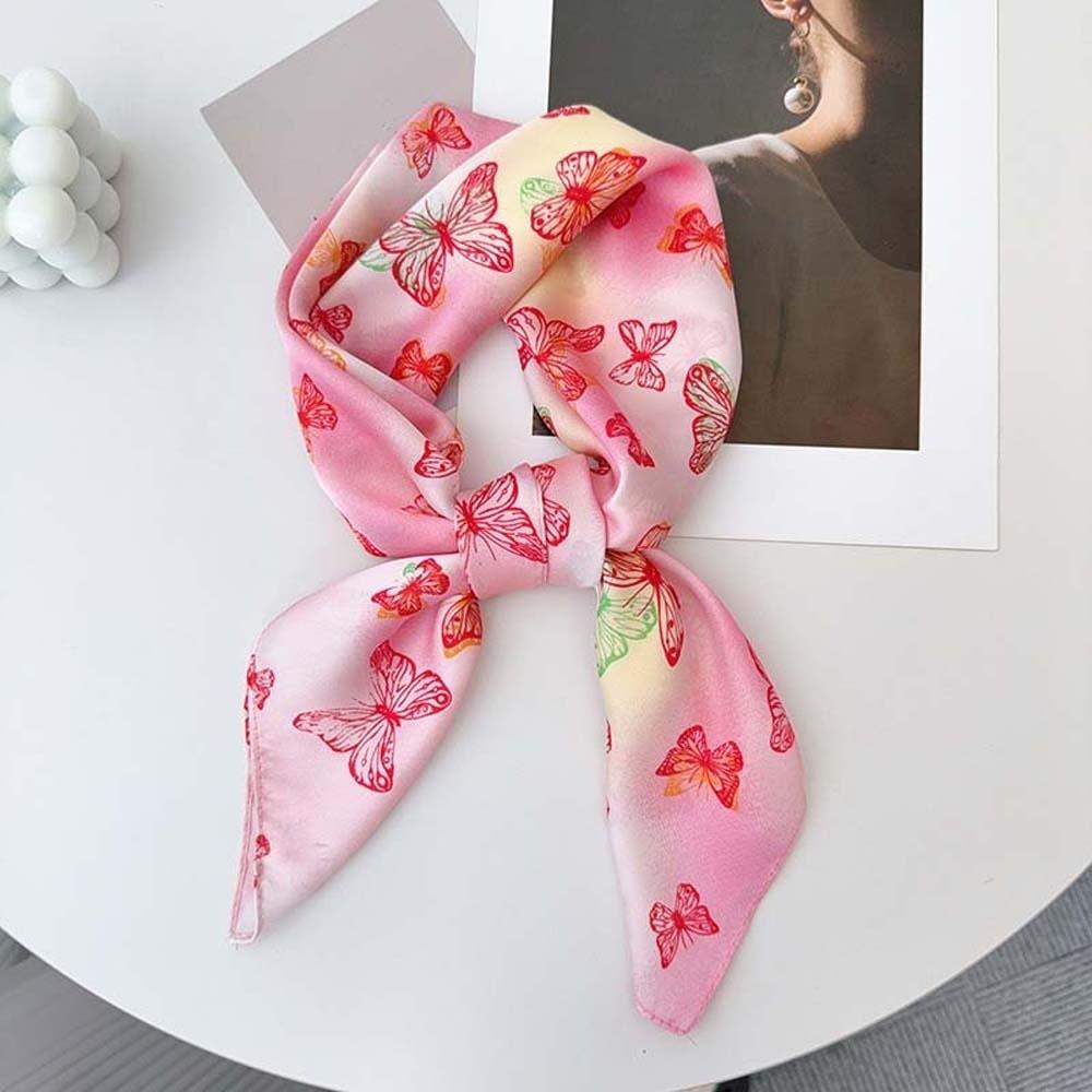 Breathable Small Square Scarf Lightweight Square Handkerchief Elegant Printed Silk Scarf  Women