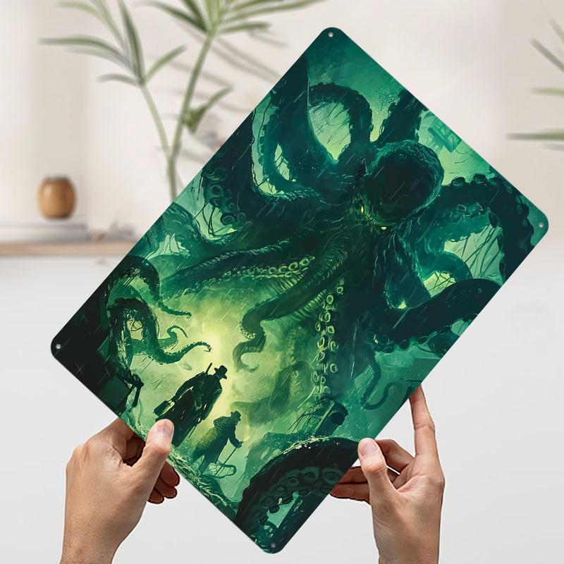 Cthulhu Awakens Printed Poster Customized Wall Art Retro Vintage Metal Tin Signs for Mancave Decoration Room Home Decor Items