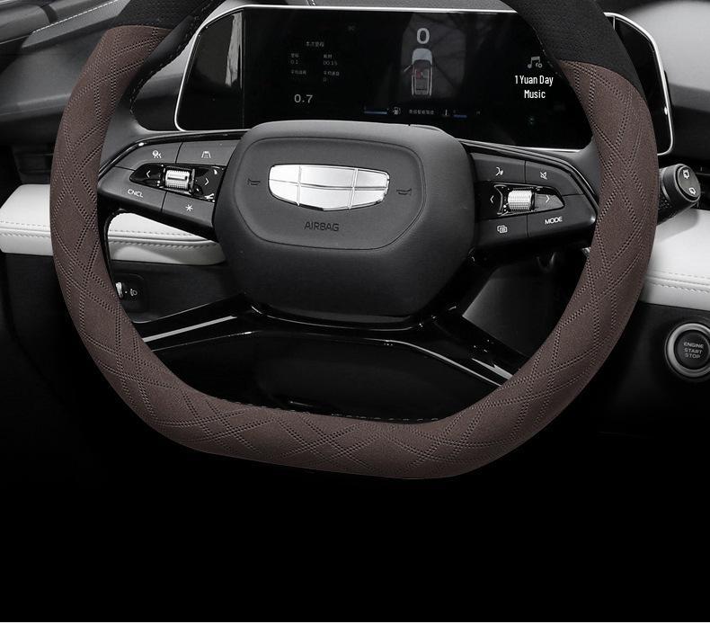 Steering Wheel Cover for Geely Boyue L, Boyue COOL, Galaxy L7/L6, and Xingrui - Suede Ultra-Thin Winter Grip Cover