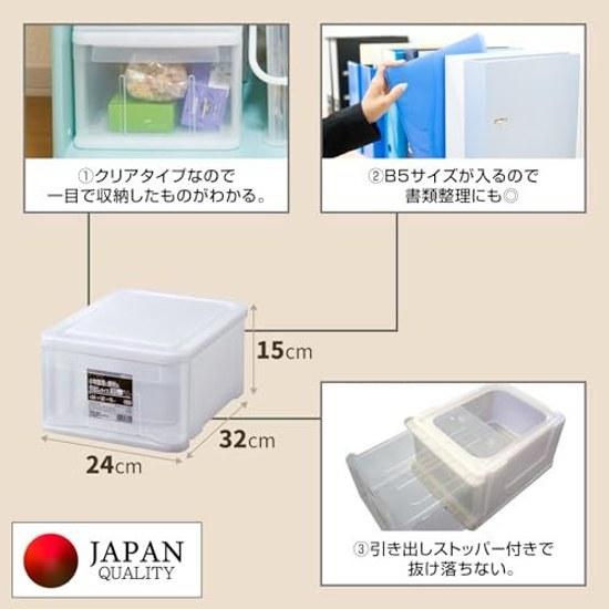 Tenma transparent simple accessory storage case made Japan Plexy stackable box drawer clear color natural size SS dimensions 24cm width 32cm depth