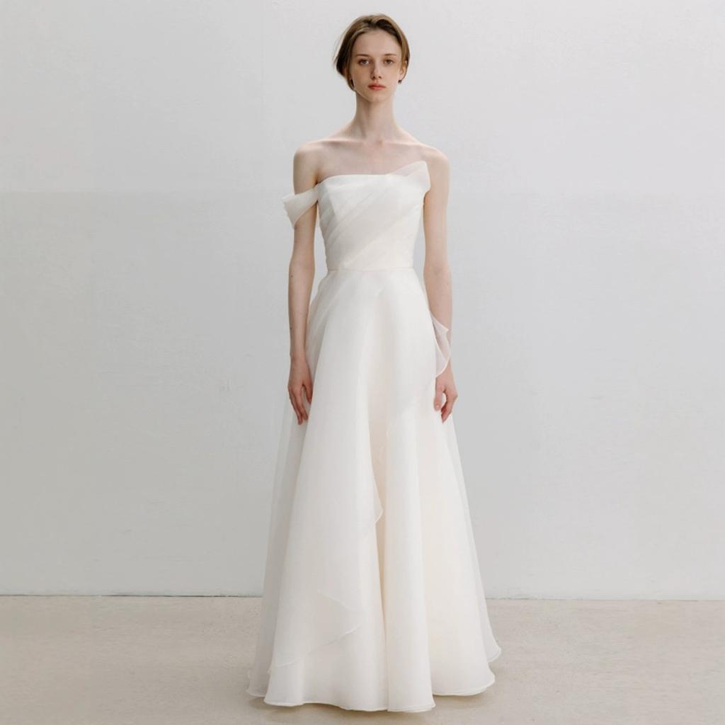 French Simple Light Wedding Dress, Elegant Tube Top and Thin Engagement Dress, High-end Sensual Bride Travel Photography, Going Out Dress