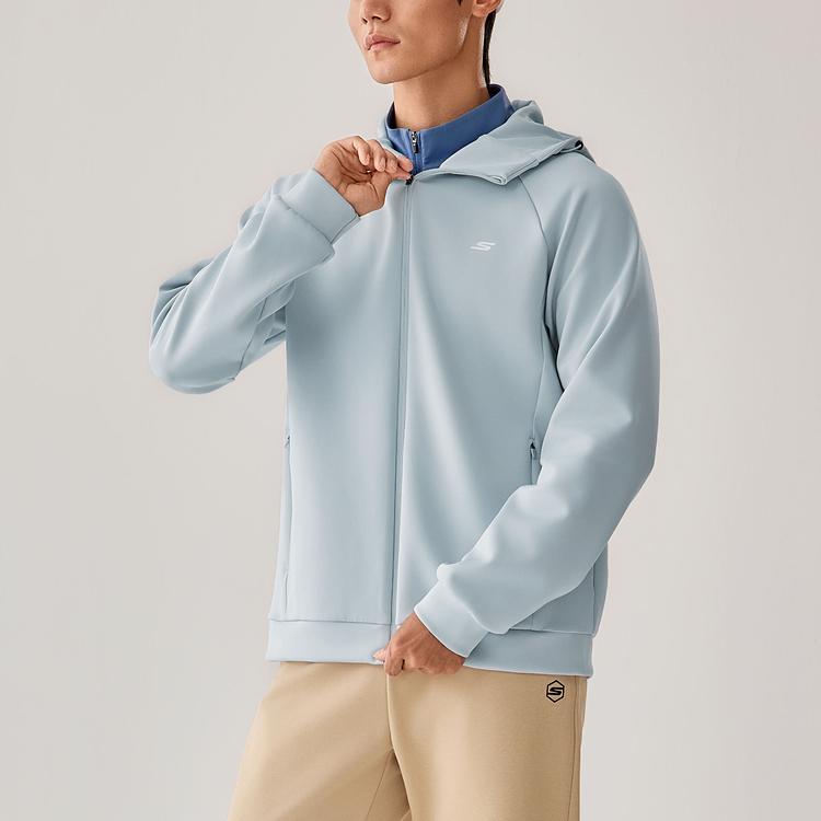 Skechers Godri Moisture Wicking Quick Dry Knitted Hooded Raglan Long Sleeve Jacket Men Jacket P425M203-01DS