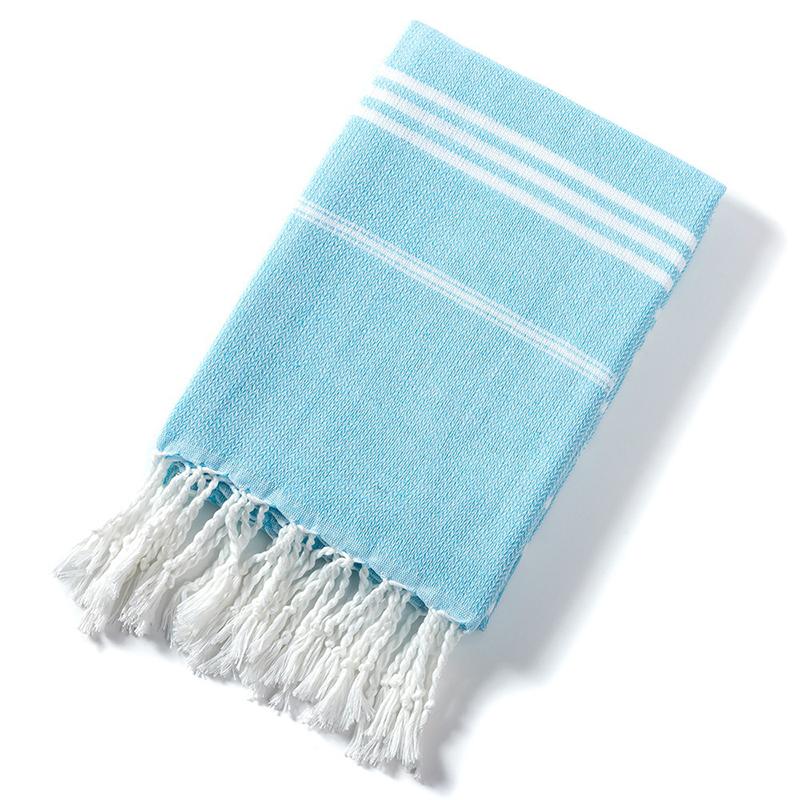 Cotton Striped Turkish Sports Bath Towel With Tassels Travel Gym Camping Sauna Beach Pool Blanket Absorbent Easy Care