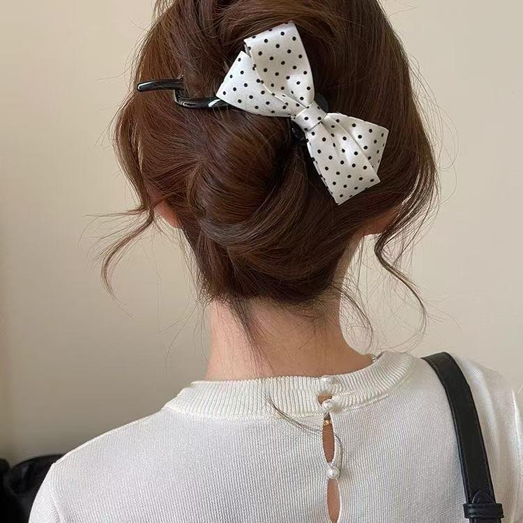 Elegant Dot Bow Hair Clips for Girls Satin Twist Hairpins Hairgrip Korea Back of Headwear Barrettes Women Hair Accessories