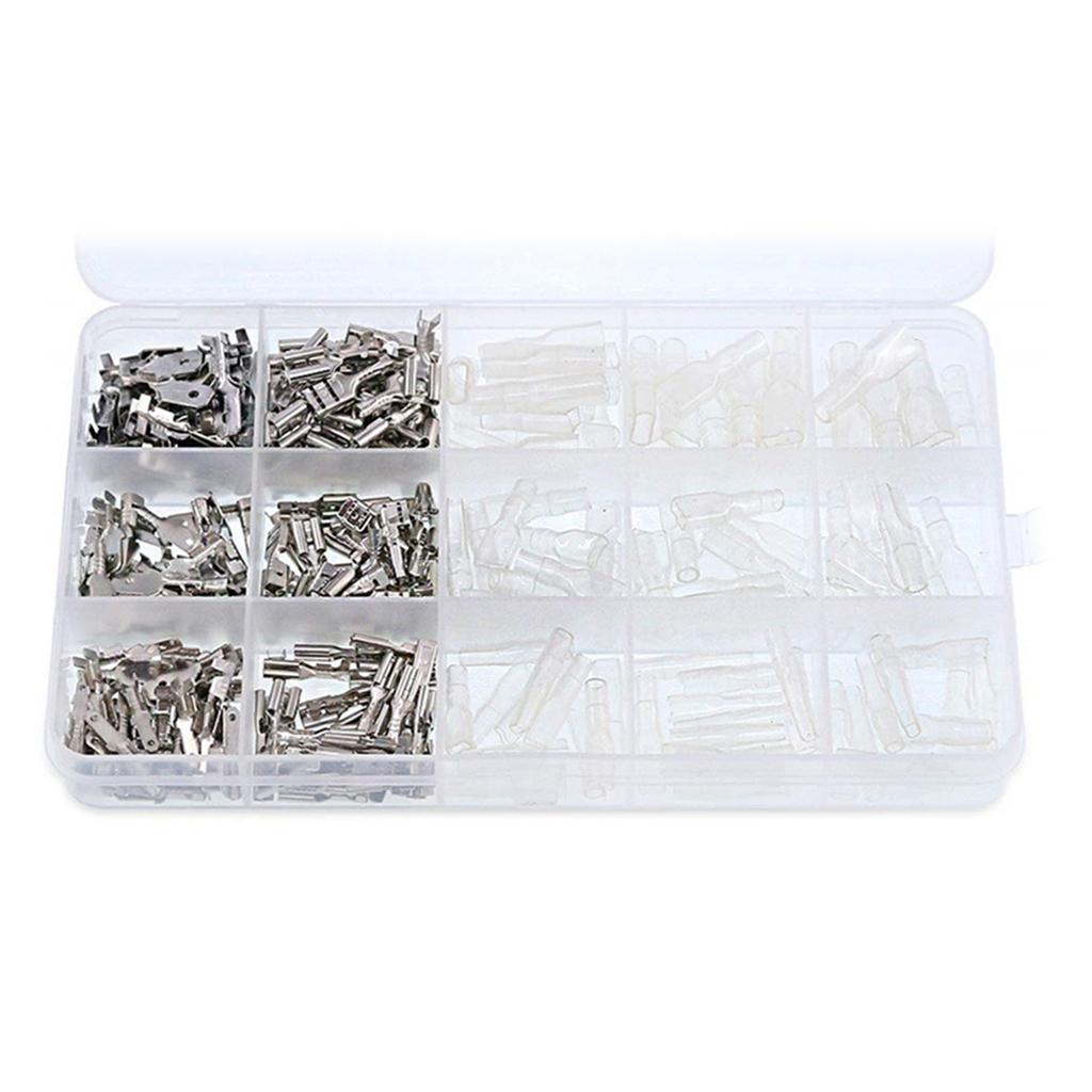 360pcs Cable Lugs Set Receptacles Set Flat Connector Male & Female Cable Connector with Insulating Sleeve Electrical