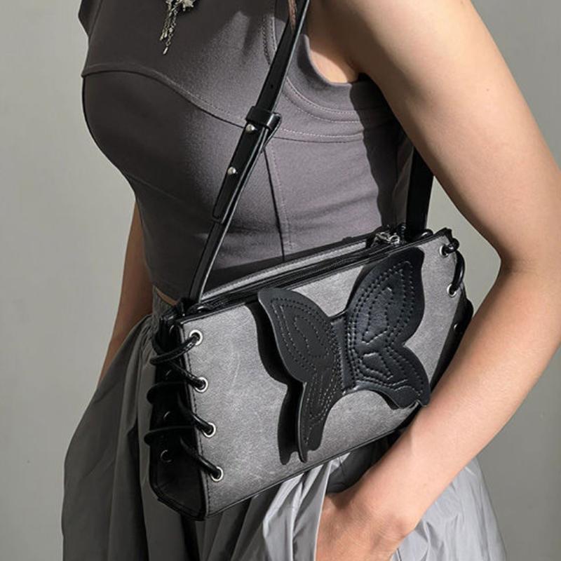 Original Design with A High-end and Rustic Style Y2K Sweet and Cool Spicy Girl Butterfly Underarm Shoulder Bag