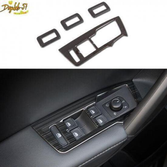 Black For VW Tiguan 2018-  Titanium Window Lift Panel Switch Cover Trim