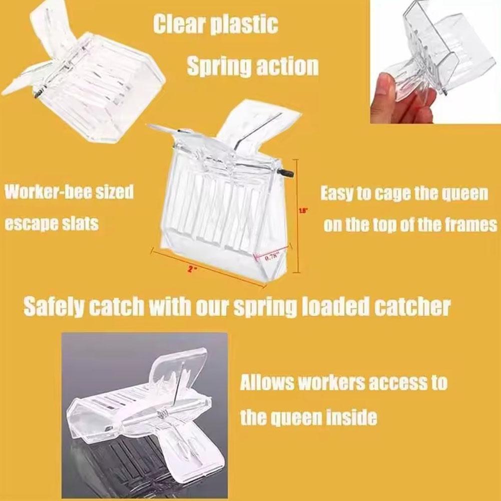 1/5PCS Bee Queen Catcher Colorless Clear Plastic Clip Beekeeping Isolation Room Cage Equipment K5R2