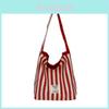 Borsa a Tote in Tela da Donna con Strisce Eleganti e Design Bicolore per l'Uso Quotidiano