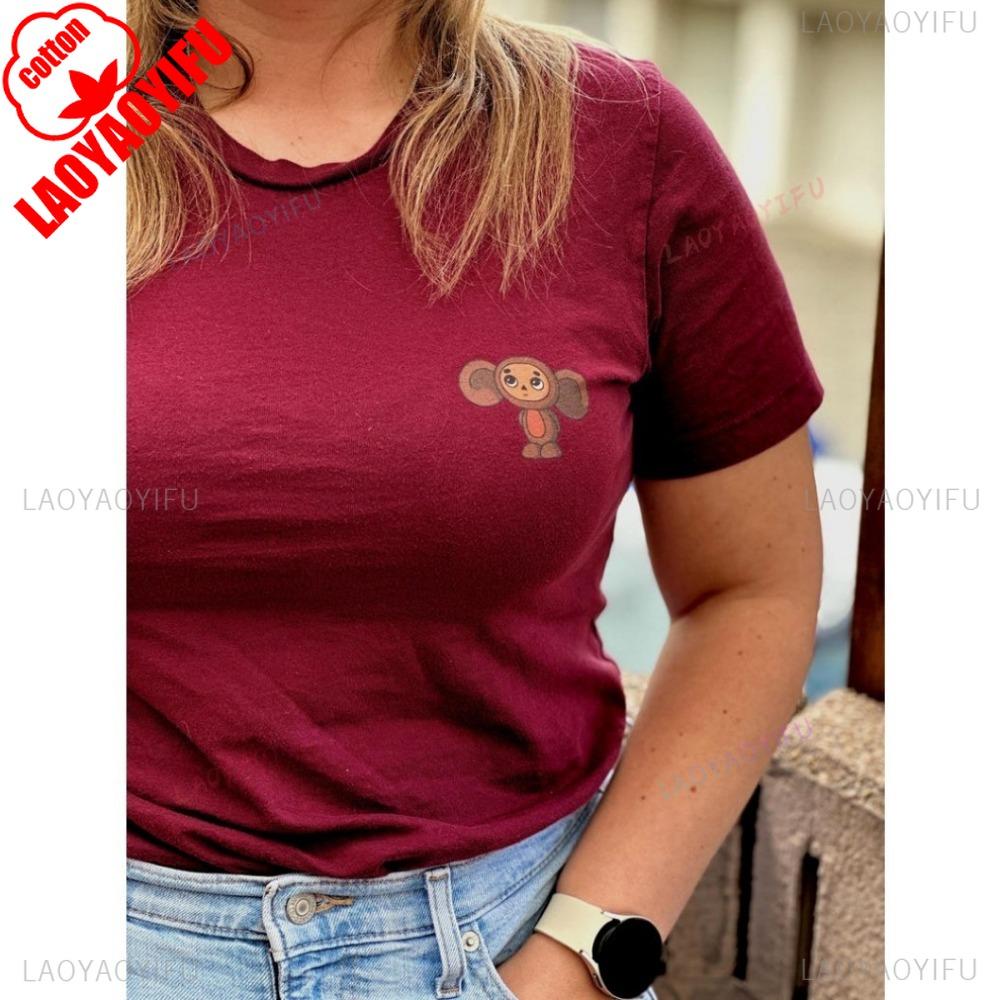 Cheburashka TShirt Kultiger Russischer Cartoon Women Unisex Shirt Oneck Shortsleeve Harajuku Sweatshirt